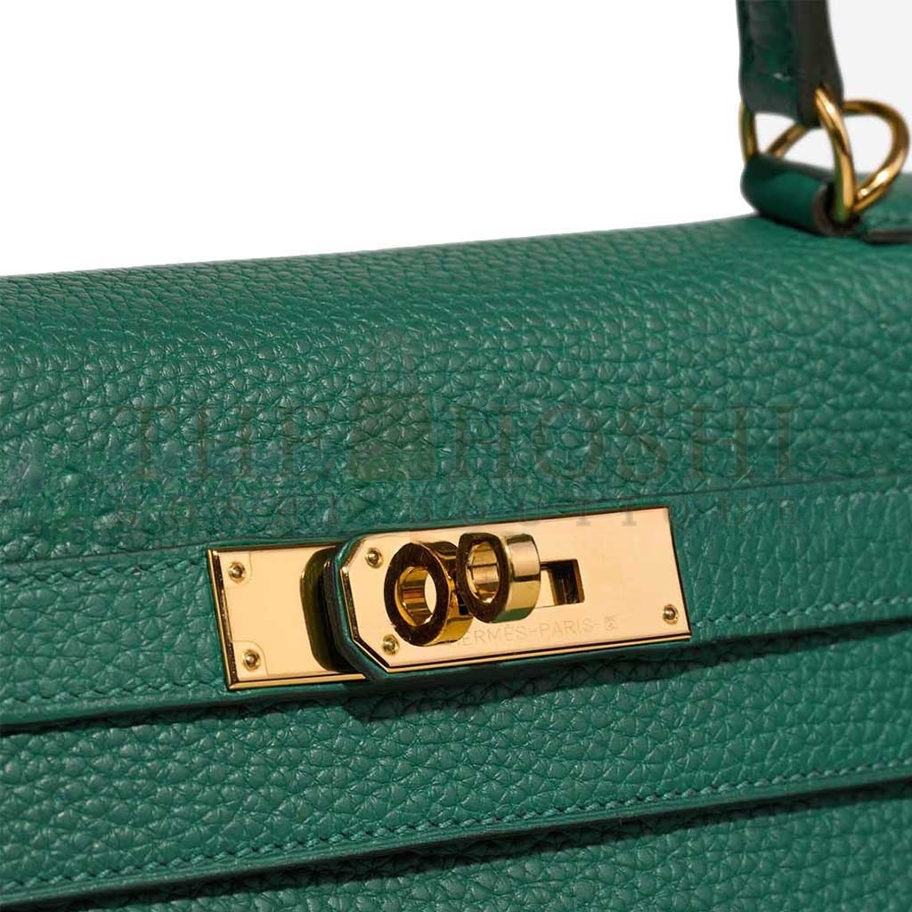 H**me5 KELLY 25 MALACHITE GREEN GOLD BUCKLE (25*17*7cm) Master Quality